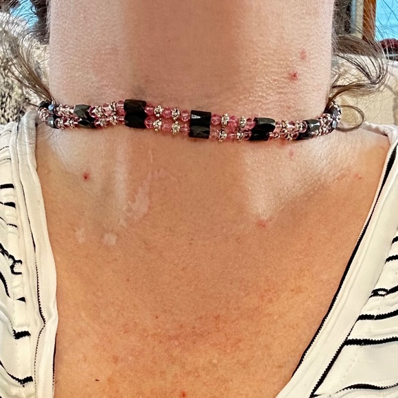 2/$15 Magnetite & pink faceted beads multifunctional bracelet/necklace - Picture 6 of 14